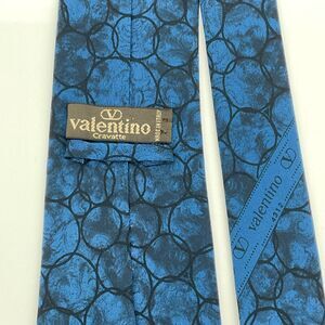 Valentino Cravatte Neck Tie Mens Blue Black‎ Patterned Silk Made in Italy